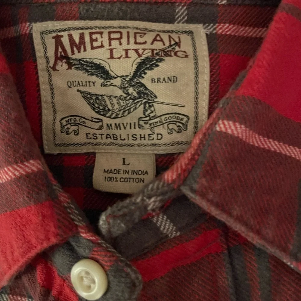 AMERICAN LIVING Long Sleeve Red Flannel Snap up Shirt Size Large - Picture 3 of 10